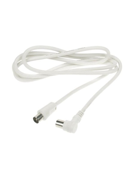 Cable TV 5m color blanco con conectores macho y hembra ángulo 90º