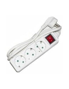 BASE 3 ENCHUFES TT BLANCO CON INTERRUPTOR