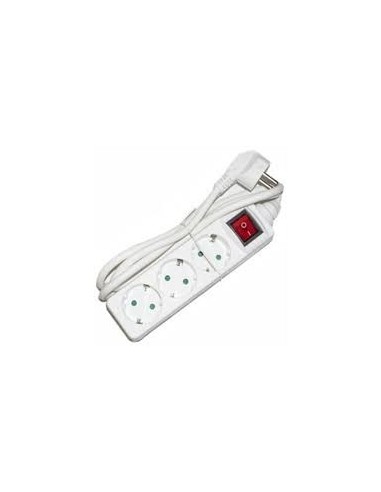 Base 3 enchufes con toma de tierra color blanco con interruptor