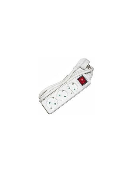Base 3 enchufes con toma de tierra color blanco con interruptor