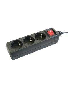 Electro dh 36.202/n base 3 tomas con interruptor color negro