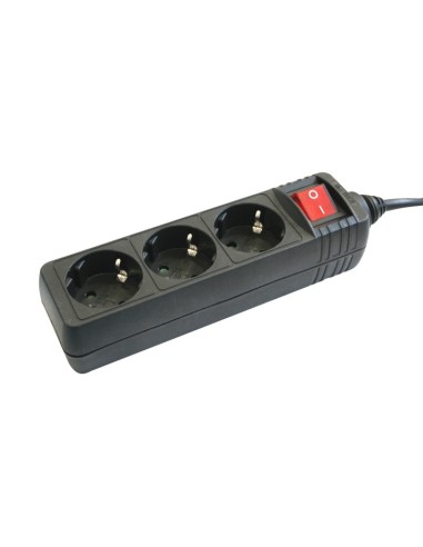 Electro DH 36.202/N Base negra 3 tomas con interruptor