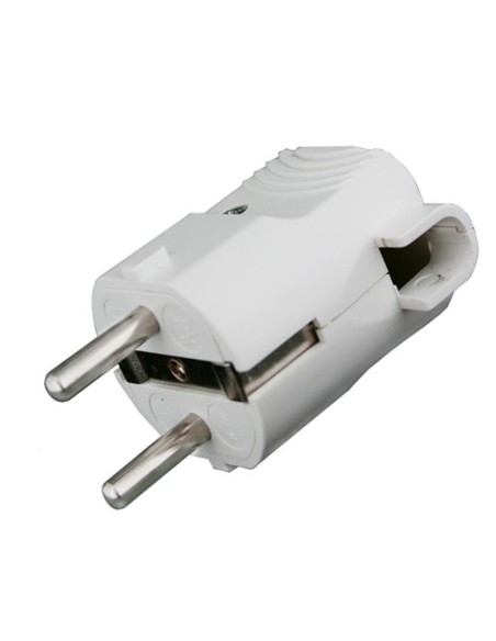 Electro DH 36.025/B clavija macho acodada con toma de tierra color blanco