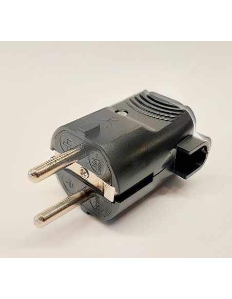 Electro dh 36.025/n clavija macho acodada con toma de tierra color negro