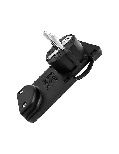 Electro dh 36.024/n clavija macho acodado con toma de tierra plano color negro