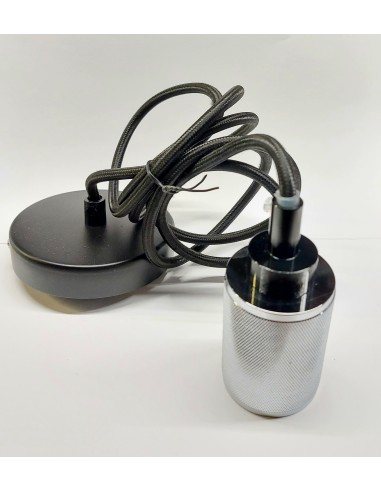 Amarcords AT553 lámpara colgar 2 metros floron negro + cable negro + casquillo E27 plata