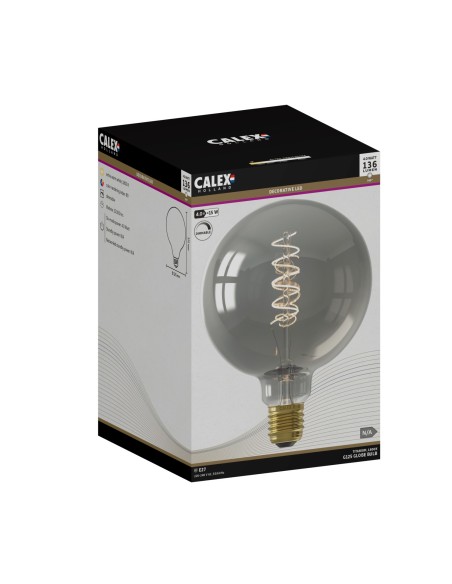 Calex 1001001100 globo led 125mm ahumado filamento espiral regulable 220v 4,0w 1800k E27