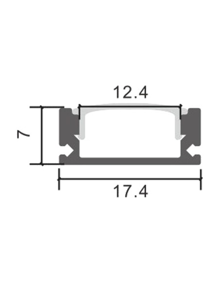 LM3708 Perfil aluminio superficie 2 metros lacado negro