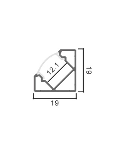 LM3728  Perfil de aluminio esquina 45º  blanco...