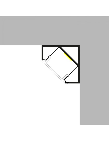 LM3728  Perfil de aluminio esquina 45º  blanco 2 metros