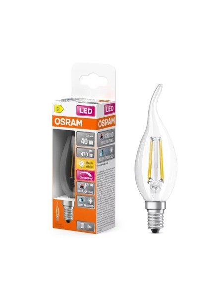 Ledvance superstar classic ba40 cri90 vela pico clara regulable 220v 3,4w 2700k E14