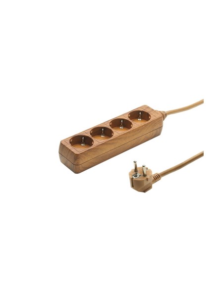 F-Line 1001652 base 4 enchures toma de tierra sin interruptor color madera