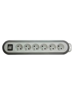 Perel eb6cg-g base 6 tomas toma de tierra gris con...