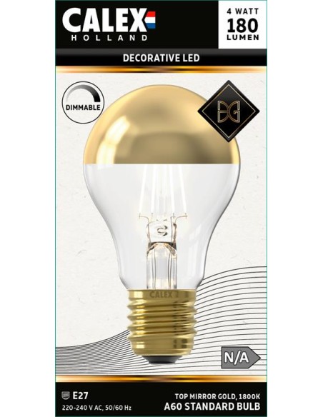 Calex 2001000400 standard led regulable cúpula oro 220v 4w 1800k E27