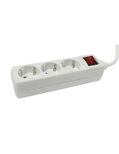 Electro dh 36.202/3 base 3 enchufes tt color blanco con interruptor + cable 3 metros
