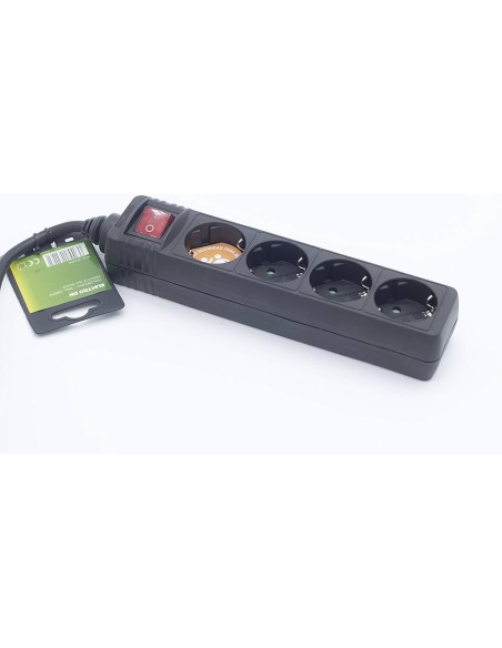 Electro dh 36.225/n base 4 enchufes toma de tierra color negro + cable 1,5 metros