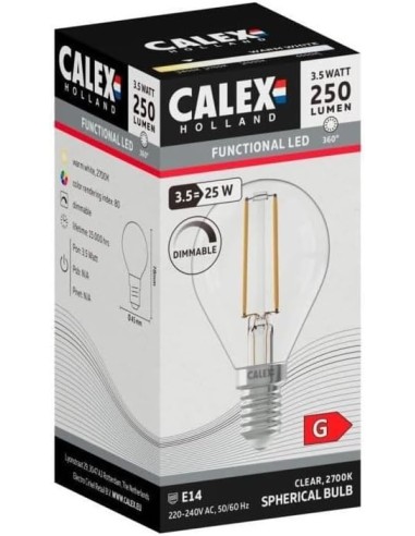 Calex 1101004500 esferica led clara regulable...