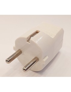 Clavija macho schuko con toma de tierra color blanco