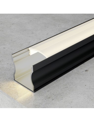 LM3720 perfil doble aluminio superficie 2 metros lacado negro tapa opal