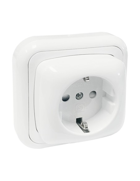 Electro dh 36.480/b enchufe superficie schucko color blanco 16a 250v
