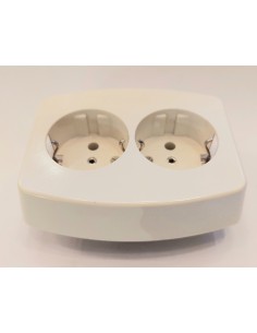 Enchufe empotrado doble color marfil 10/250