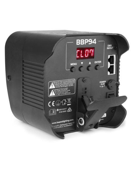 Beamz 150.588 uplight par foco led rgbaw-uv recargable dmx con mando