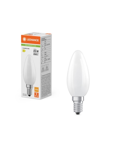 Ledvance classic b40 vela led mate 220v 1,8w 2700k E14