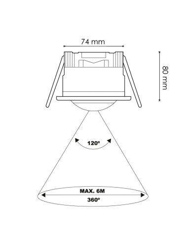 LM9016 detector movimiento pir 360º empotrable...