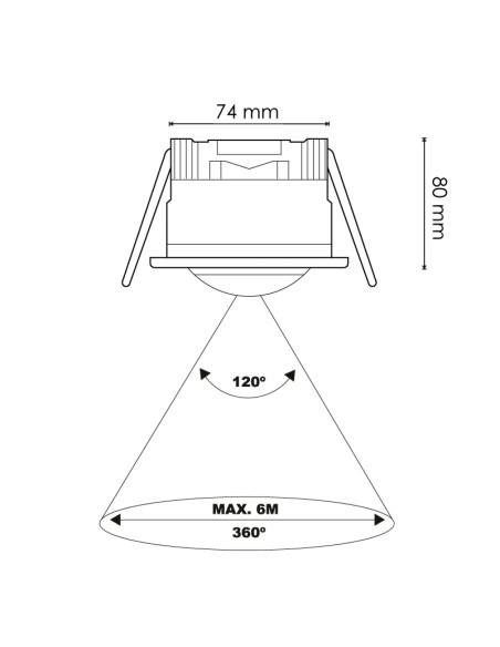 LM9016 detector movimiento pir 360º empotrable color blanco 220v