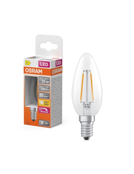 Osram-Ledvance led superstar classic b25 dim vela clara regulable 220v 1,8w 2700k E14
