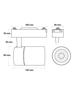 LM3163 foco de carril monofásico led color blanco 30w cct 2