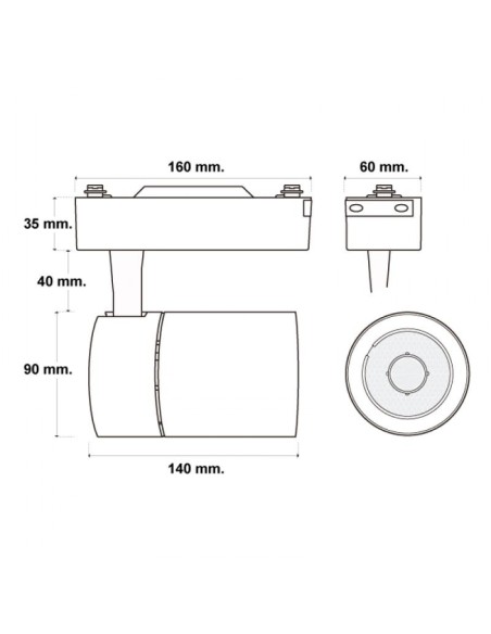 LM3163 foco de carril monofásico led color blanco 30w cct