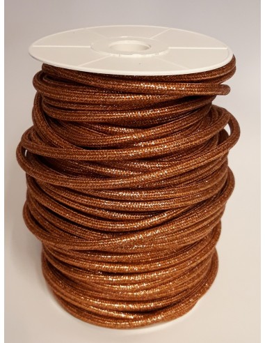 Cable eléctrico 2 X 0,75 forrado de tela lisa decorativa efecto metálico color cobre