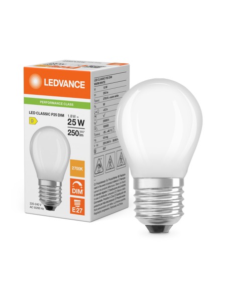Ledvance classic p25 dim performance class esférica led mate regulable 220v 1,8w 2700k E27