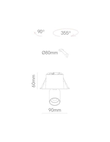 Beneito Faure 5108 modelo mini oxo square foco empotrado 6w blanco