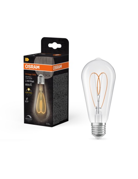 Osram led edison vintage clara filamento corazón 220v 7,2w 2700k E27