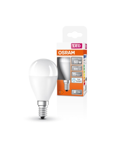 Osram-Ledvance led star classic p60 esferica mate 220v 6,5w 6500k E14