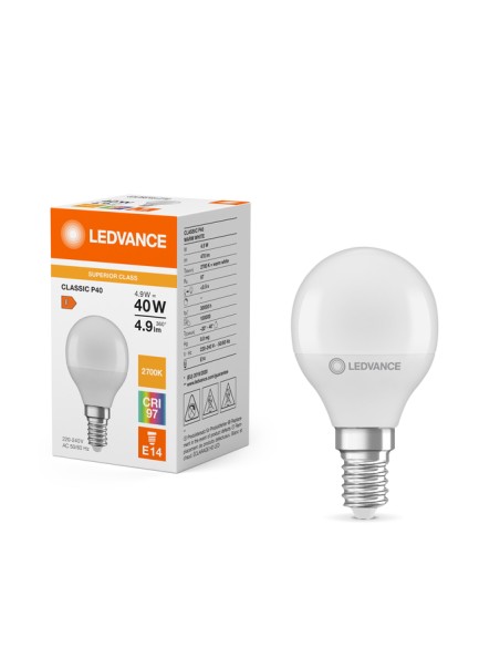 Ledvance classic p40 superior class cri97 220v 4,9w 2700k E14