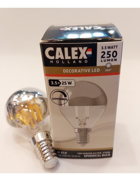 Calex 1101001000 esférica led cúpula plata regulable 230v 3,5w 2700k E14