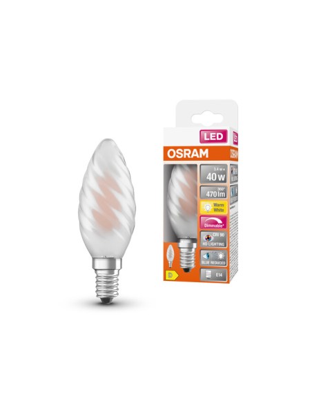 Osram-Ledvance superstar+ classic bw 40 dim vela rizada mate regulable 220v 3,4w 2700k E14
