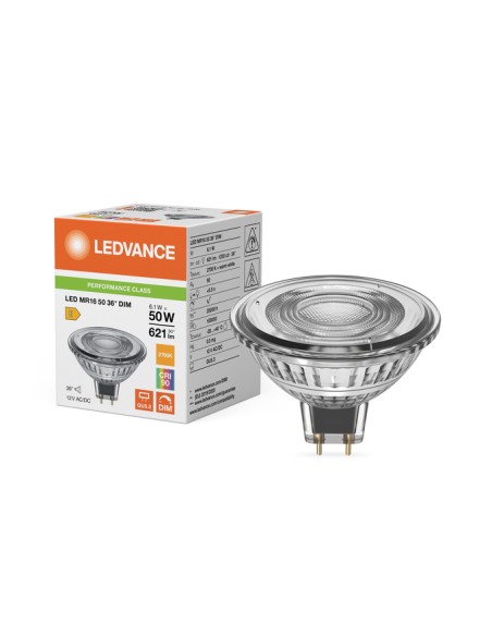 Ledvance mr16 50 36 dim performance class cri90 12v 6,1w 2700k 36º GU5.3
