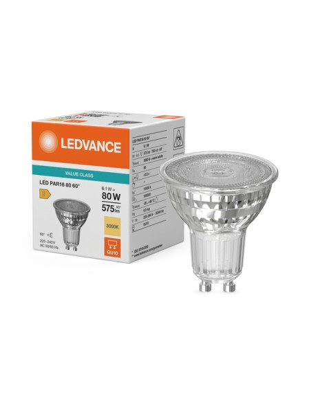 Ledvance par16 80 led value class 220v 6,1w 3000k 60º GU10