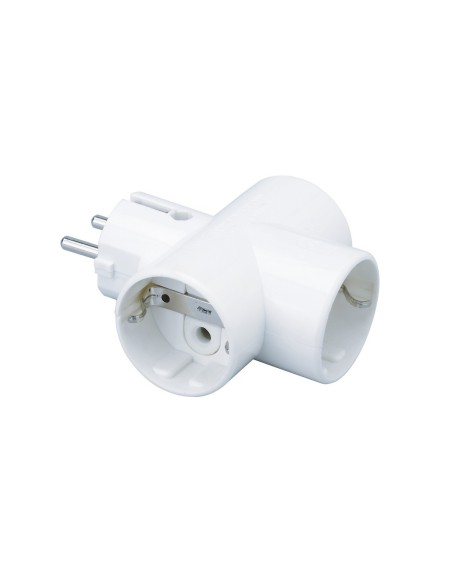 F-line 1101069 adaptador 3 tomas con toma de tierra color blanco