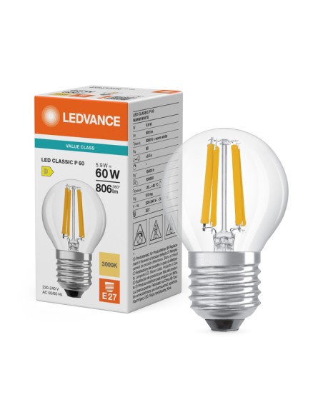 Ledvance classic p60 value class esférica clara 220v 5,9w 3000k E27